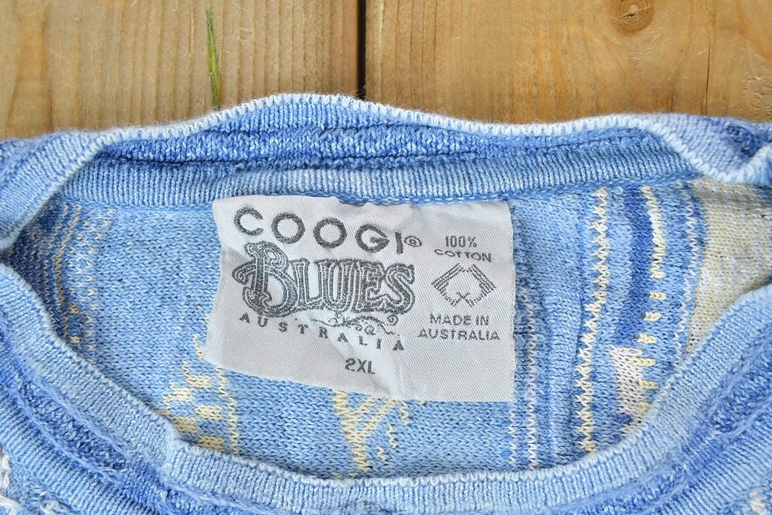 Vintage 1990s Coogi Made In Australia 3D knit 100% Cotton Abstract Pattern Crewneck Sweater Men's 2XL - Image 3