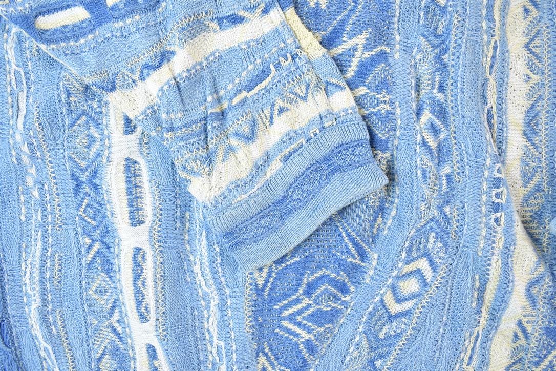 Vintage 1990s Coogi Made In Australia 3D knit 100% Cotton Abstract Pattern Crewneck Sweater Men's 2XL - Image 4