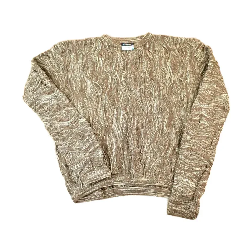 Vintage 1990s Coogi Made In Australia 3D knit 100% Cotton Abstract Pattern Crewneck Sweater Men's XL