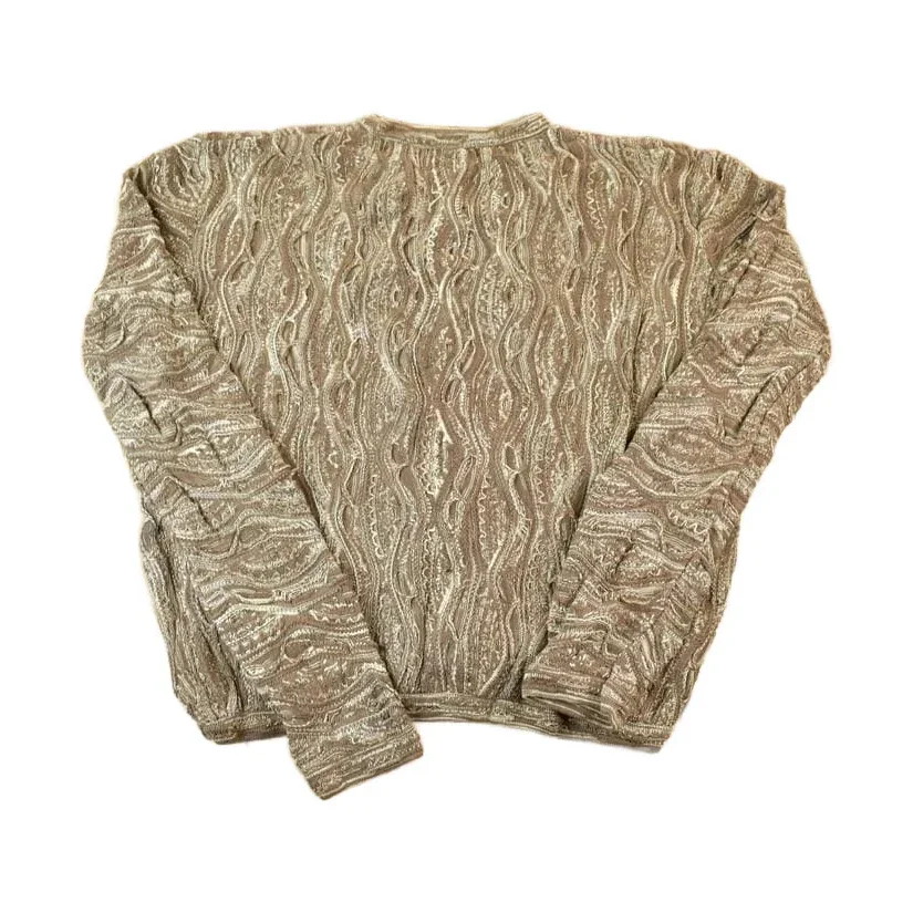 Vintage 1990s Coogi Made In Australia 3D knit 100% Cotton Abstract Pattern Crewneck Sweater Men's XL - Image 2