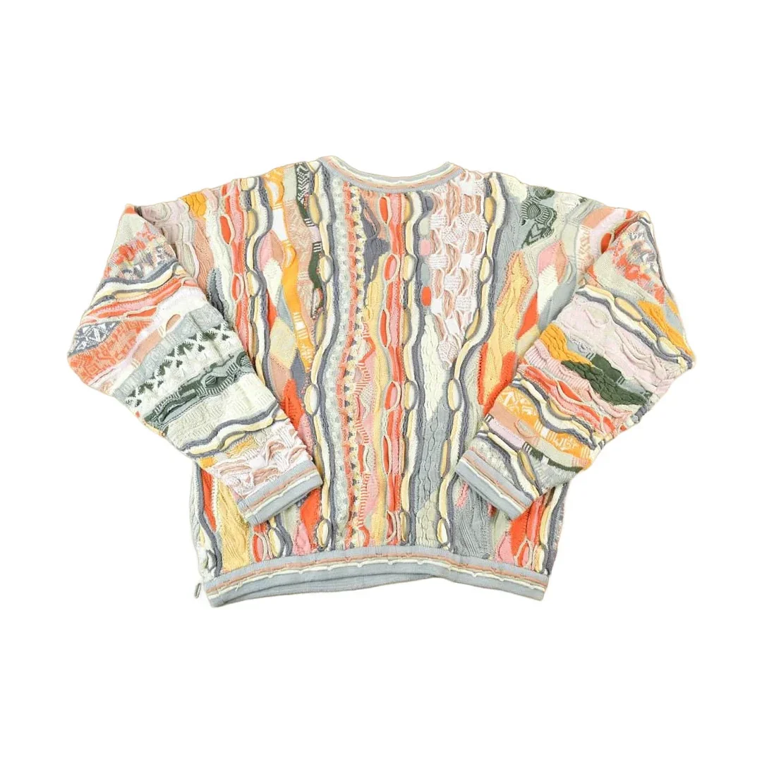 Vintage 1990s Coogi Made In Australia 3D knit 100% Cotton Abstract Pattern Crewneck Sweater Men's Large - Image 2