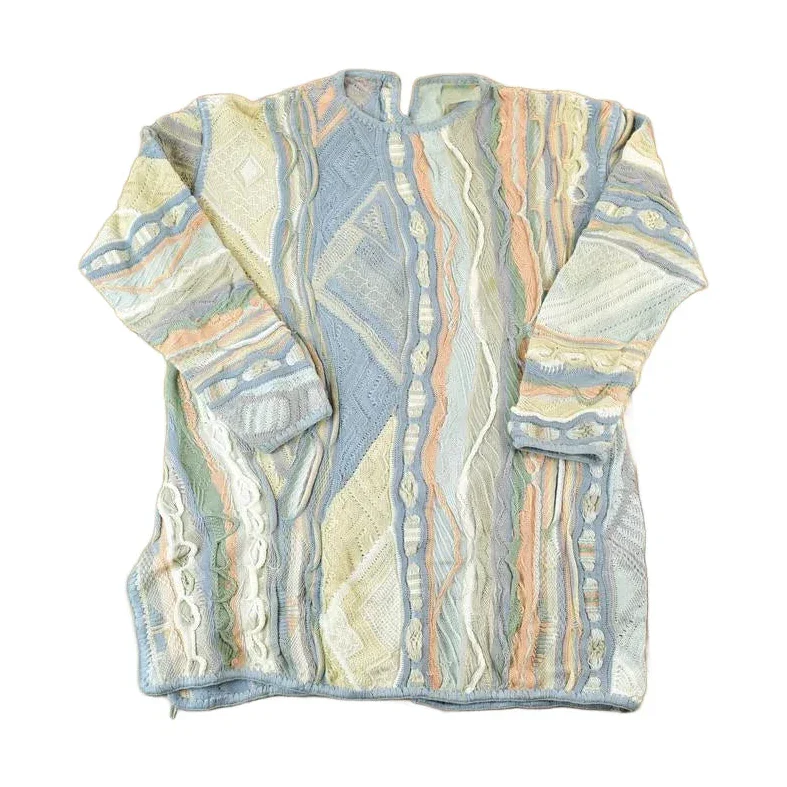 Vintage 1990s Coogi Made In Australia 3D knit 100% Cotton Abstract Pattern Crewneck Sweater Dress Men's Small - Image 2