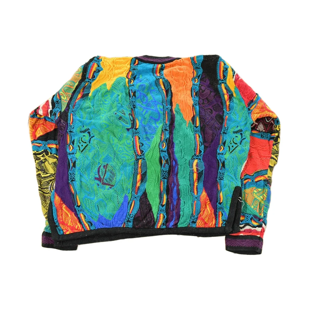 Vintage 1990s Coogi Quarter Zip 3D Knit Abstract Crewneck Sweater Women's S - Image 2