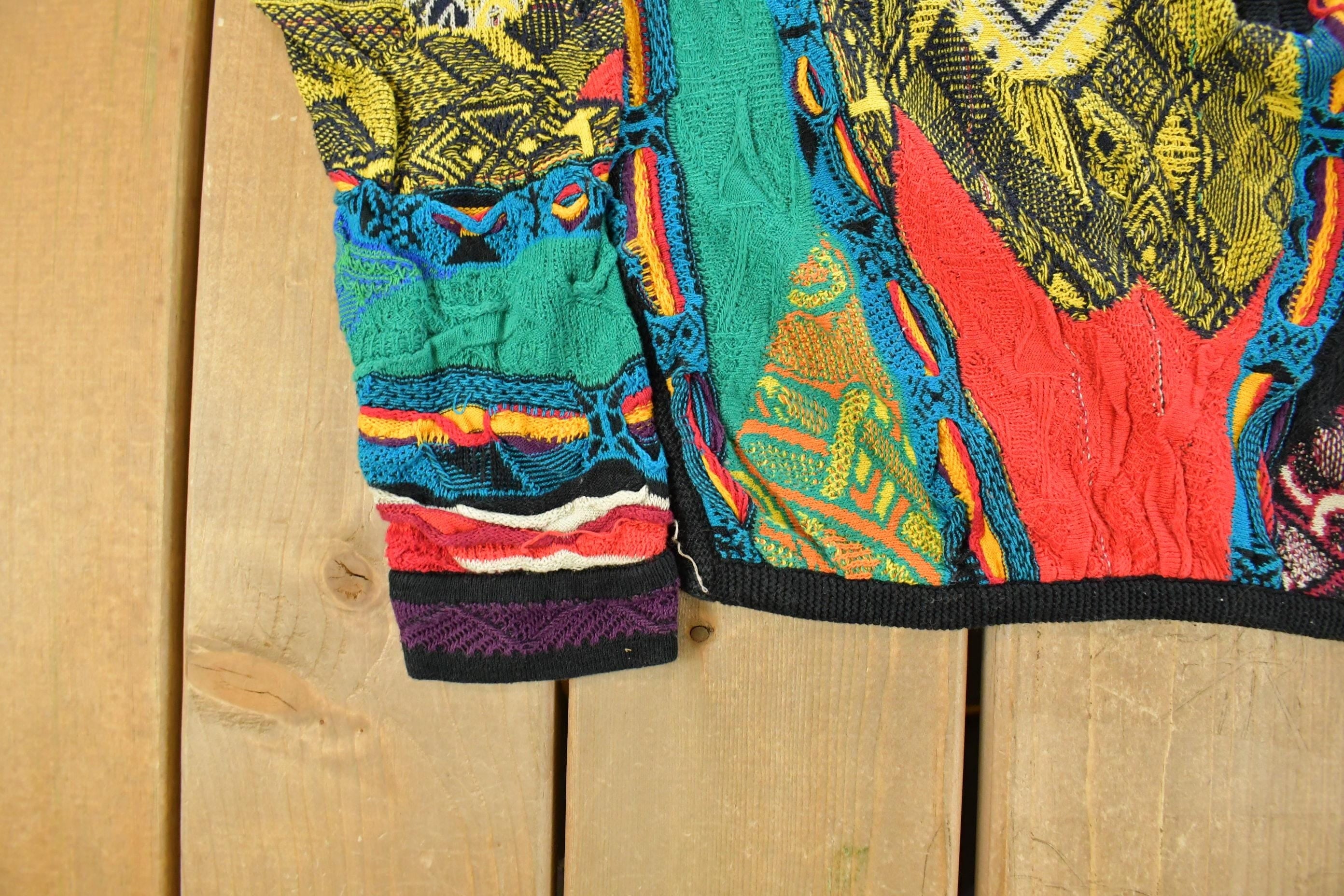Vintage 1990s Coogi Quarter Zip 3D Knit Abstract Crewneck Sweater Women's S - Image 3