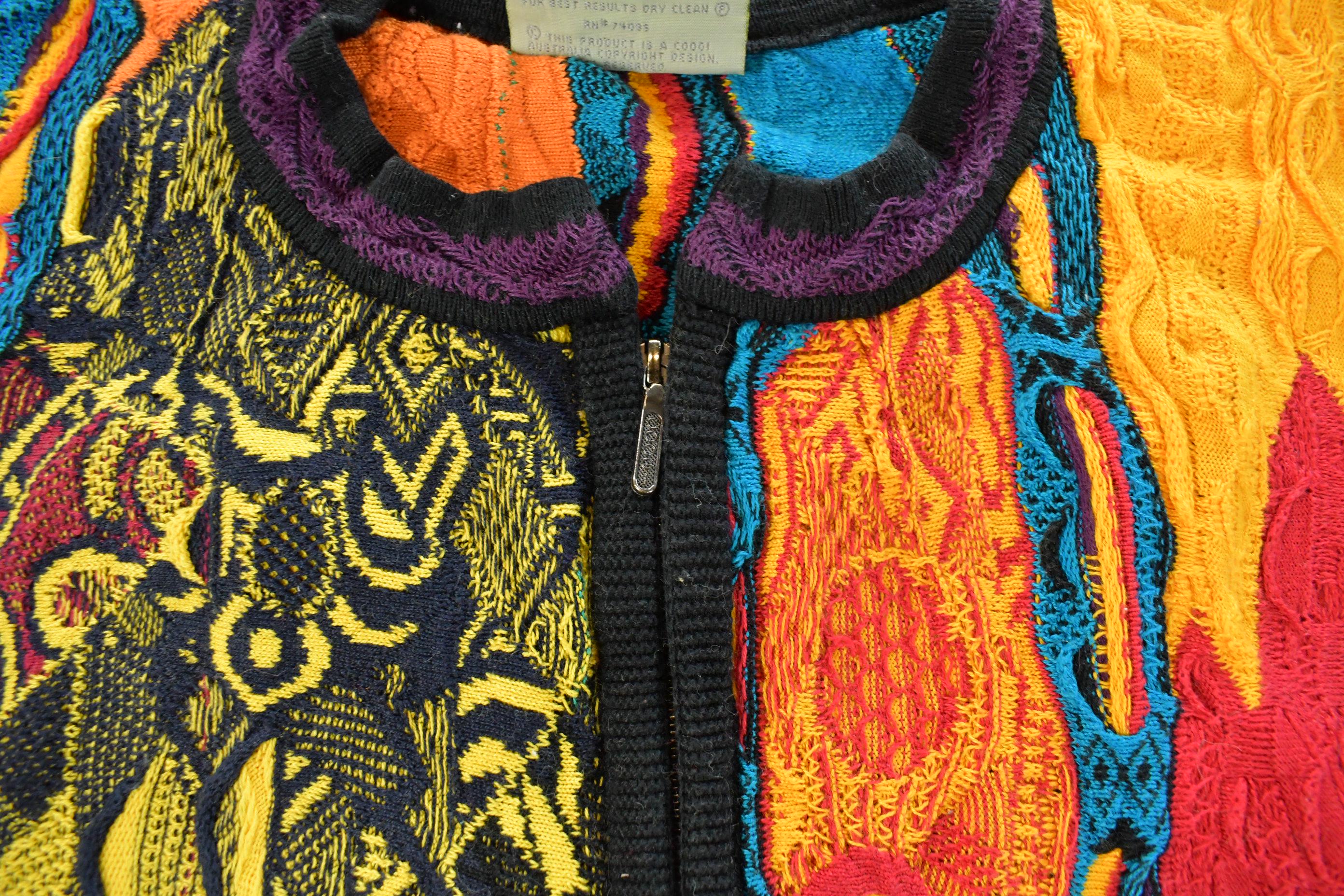 Vintage 1990s Coogi Quarter Zip 3D Knit Abstract Crewneck Sweater Women's S - Image 6