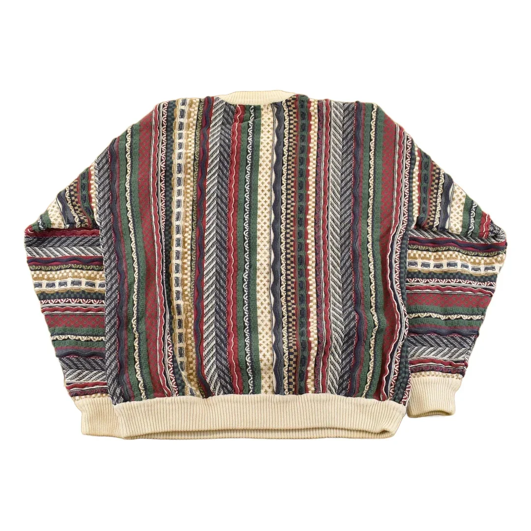 Vintage 1990s Cotton Traders 3D Cable Knit Crewneck Sweater Men's Medium - Image 2