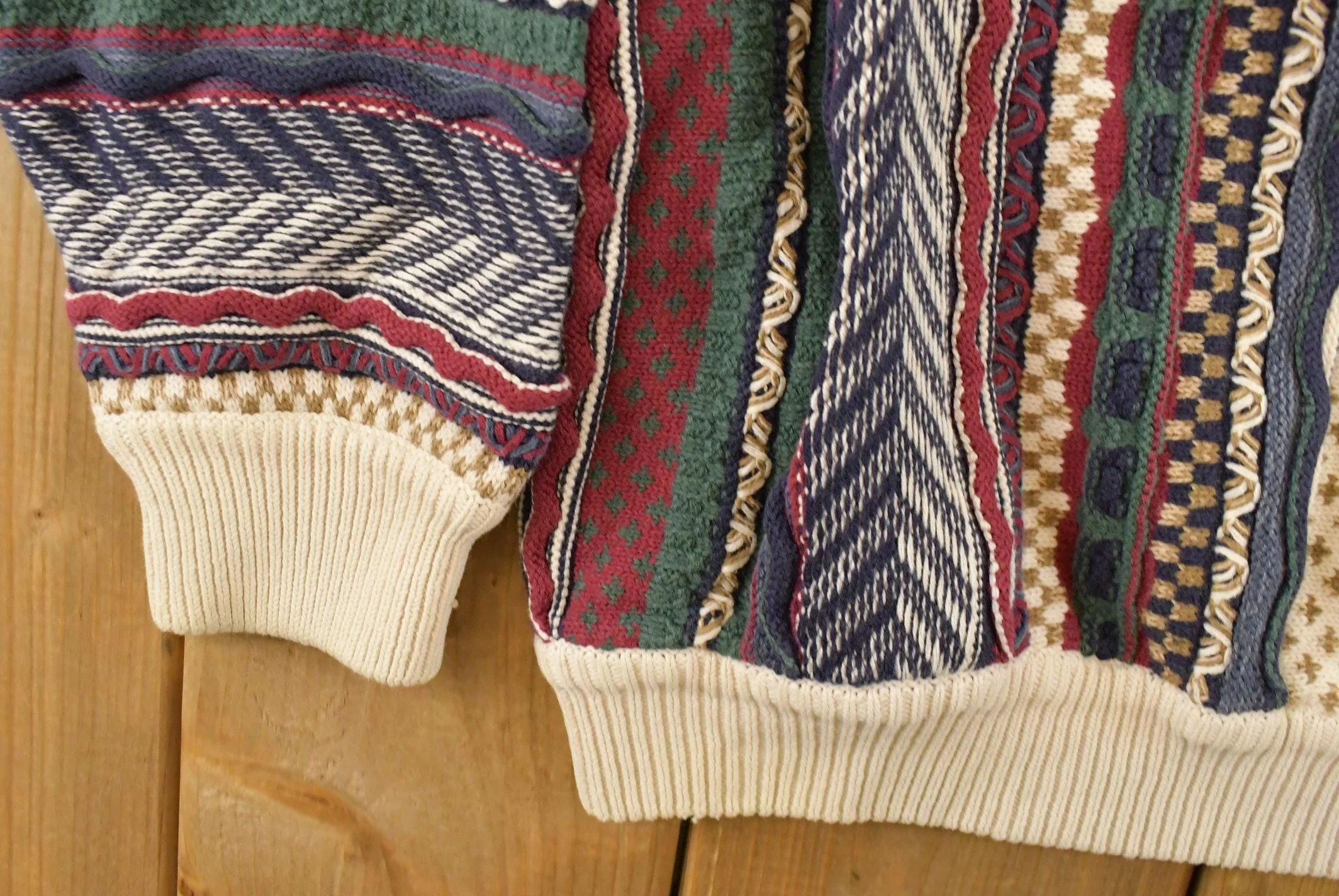 Vintage 1990s Cotton Traders 3D Cable Knit Crewneck Sweater Men's Medium - Image 3