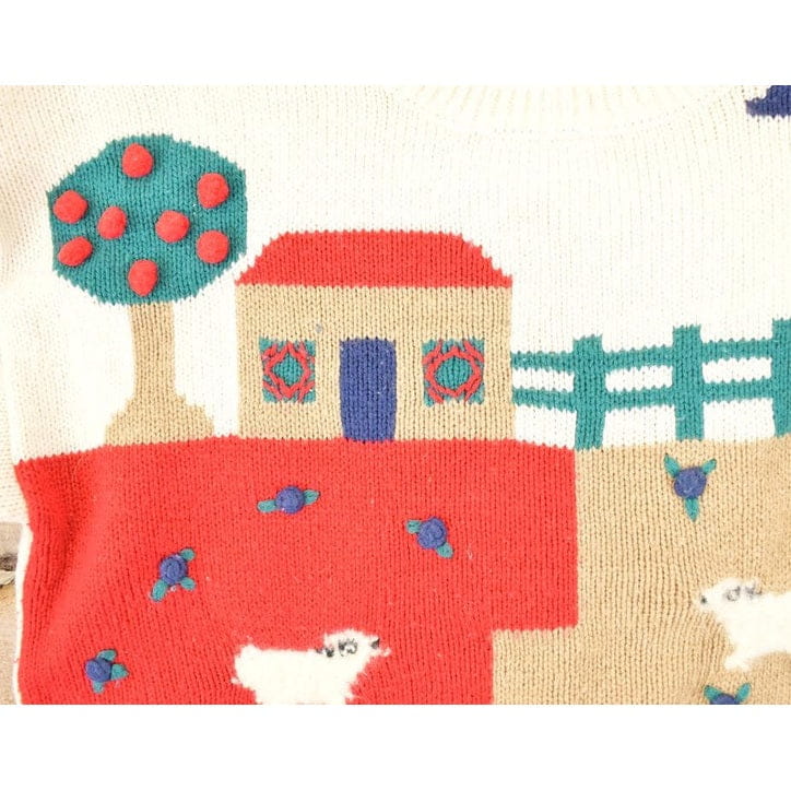 Vintage 1990s Country Suburbans AOP Farm Theme Embroidered Knit Crewneck Sweater Men's S - Image 3