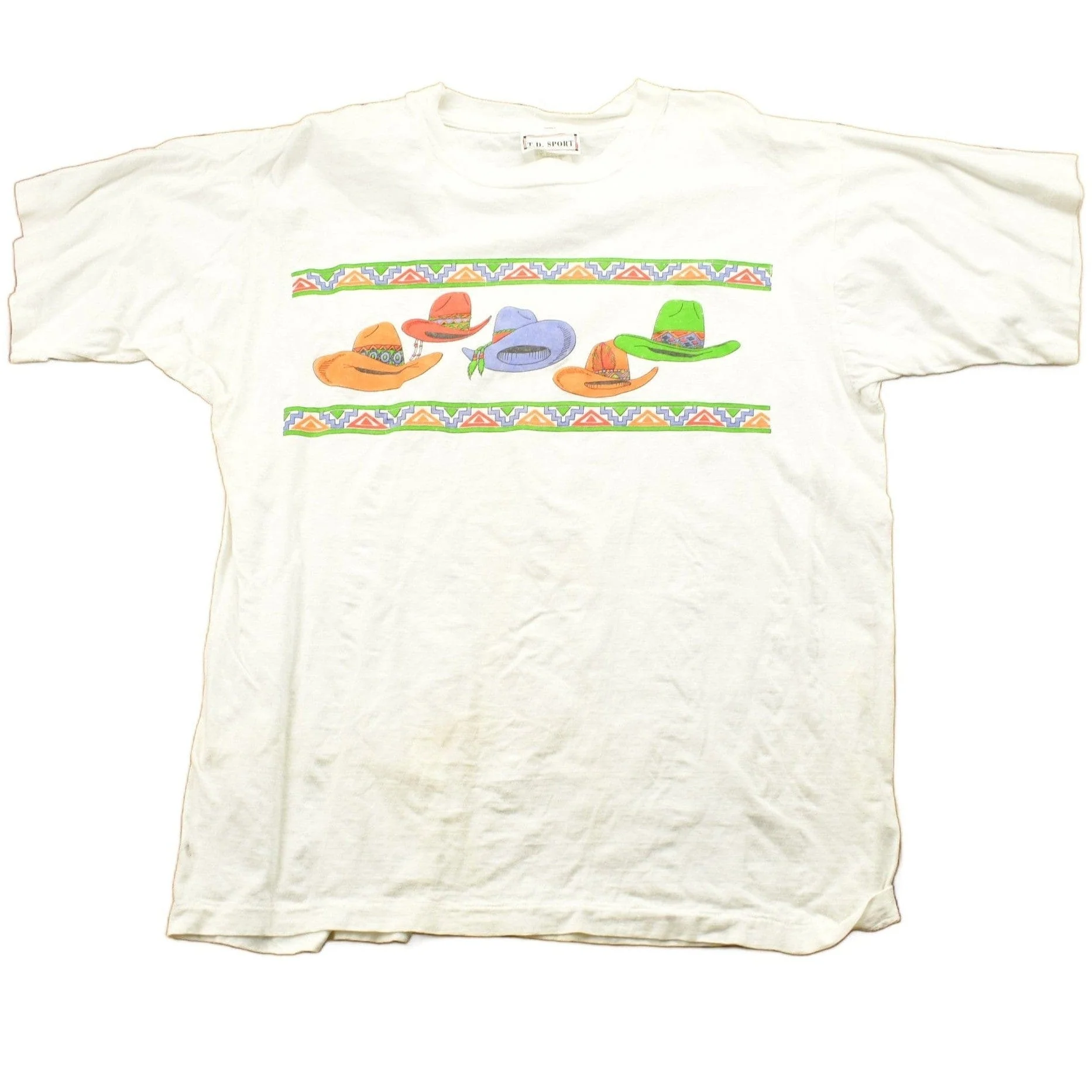 Vintage 1990s Cowboy Hat Western Style T Shirt Men's Large