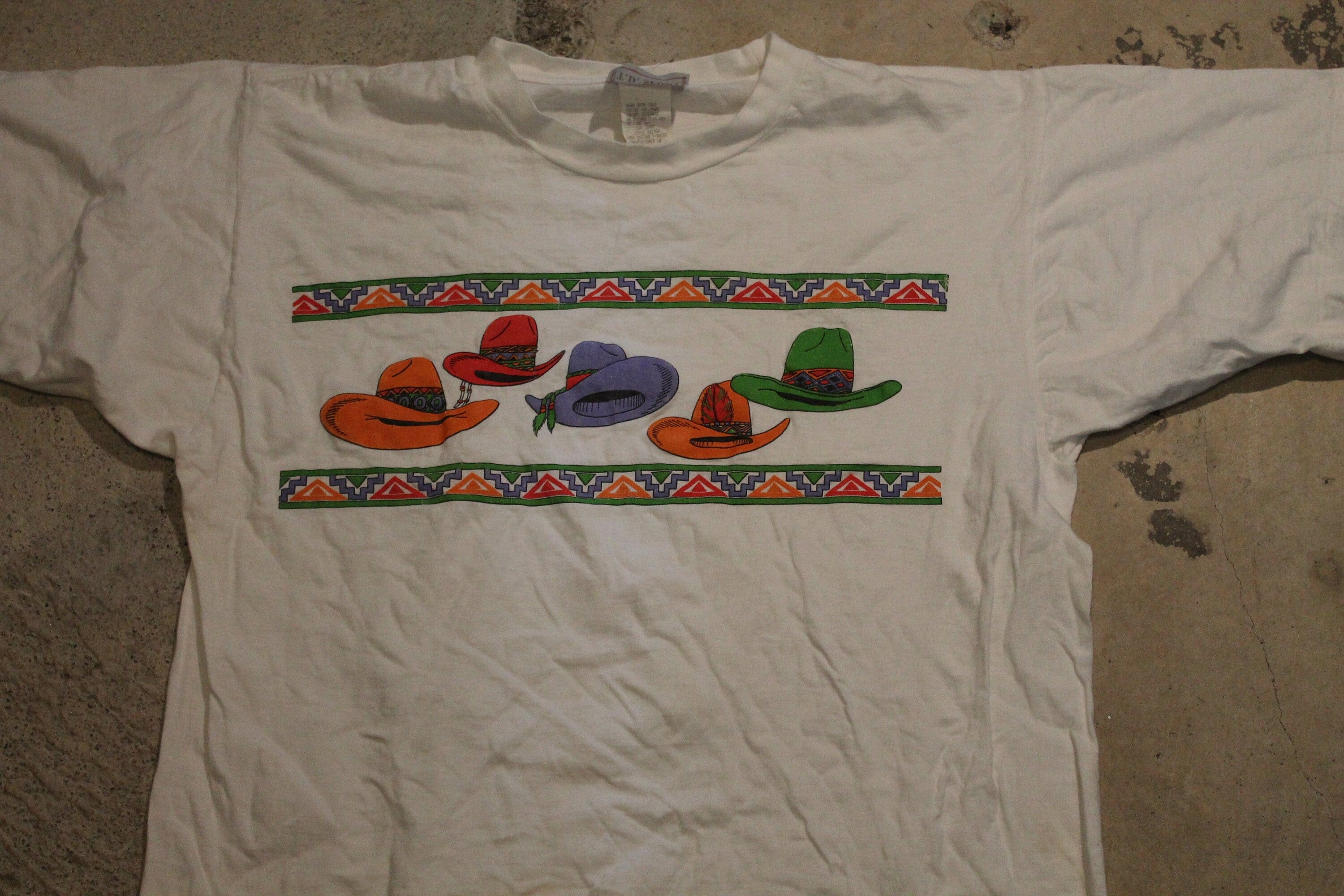 Vintage 1990s Cowboy Hat Western Style T Shirt Men's Large - Image 3