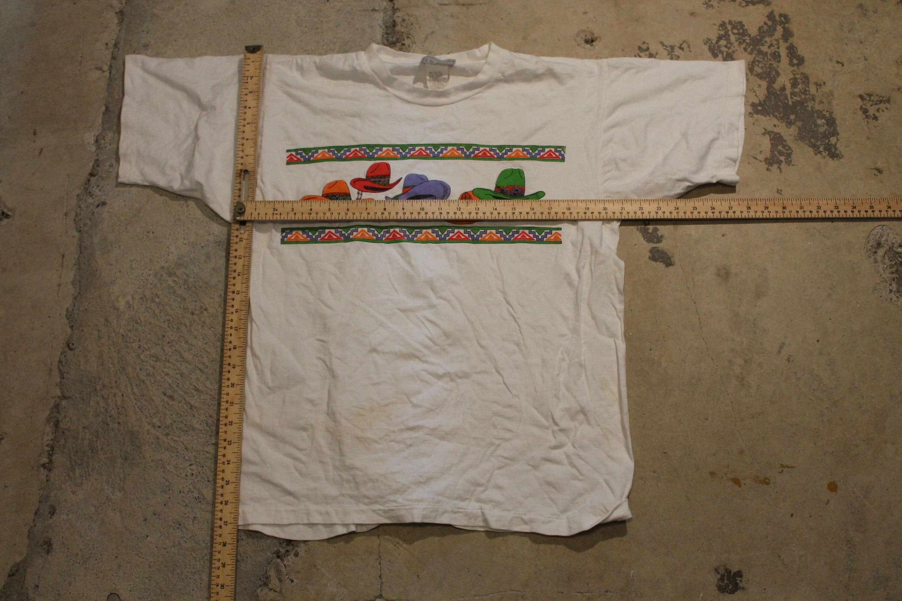 Vintage 1990s Cowboy Hat Western Style T Shirt Men's Large - Image 4