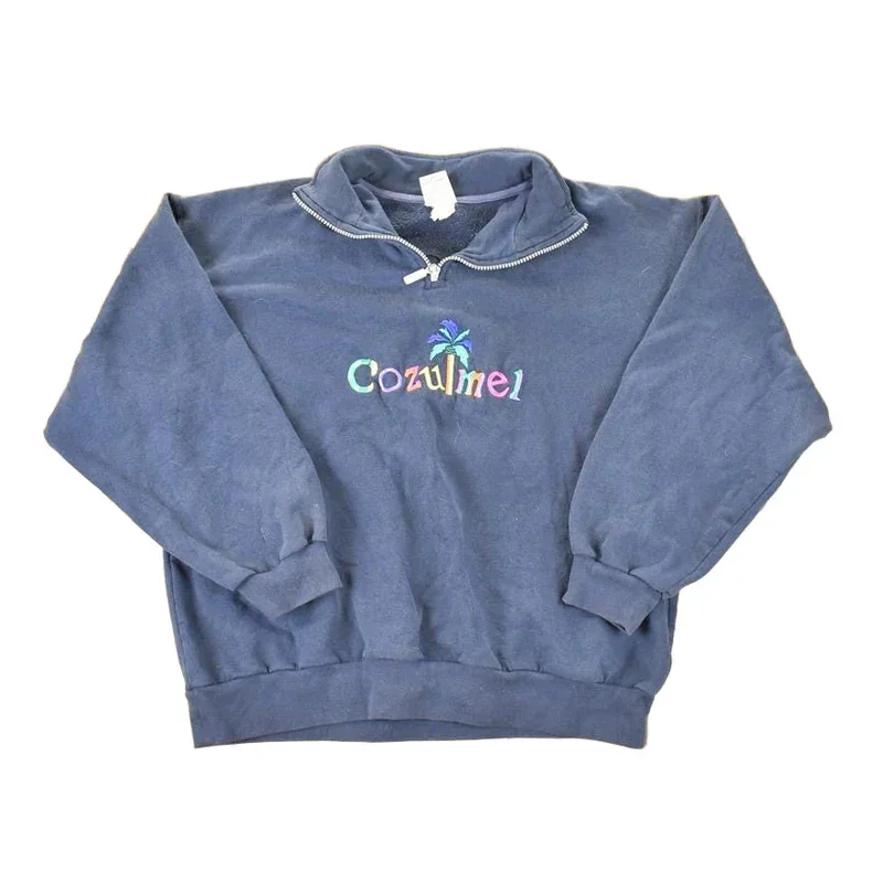 Vintage 1990s Cozumel Quarter Zip Crewneck Sweatshirt Men's L