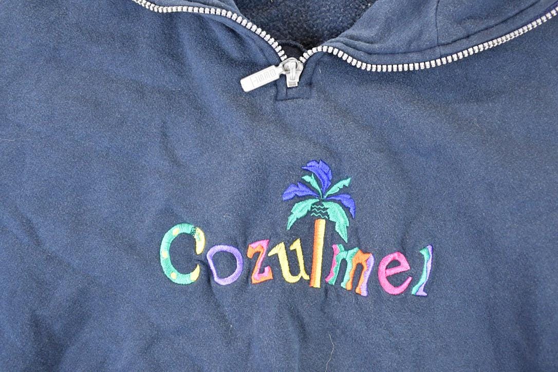 Vintage 1990s Cozumel Quarter Zip Crewneck Sweatshirt Men's L - Image 3