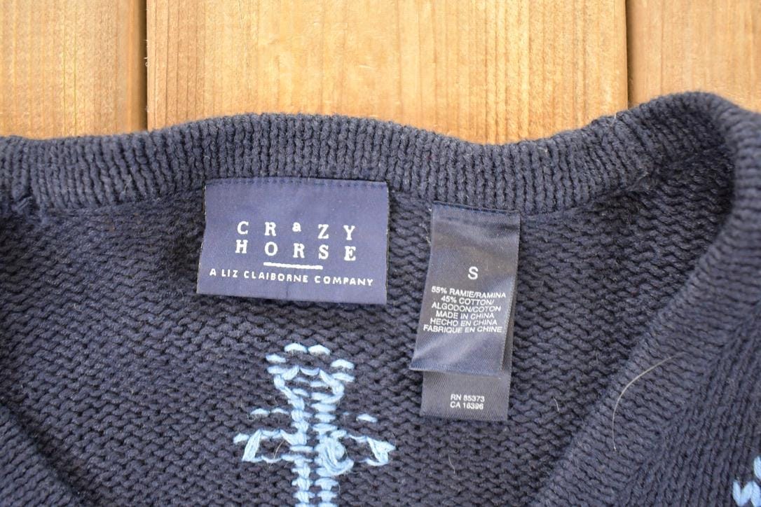 Vintage 1990s Crazy Horse AOP Boating Knit Cardigan Sweater Men's L - Image 6