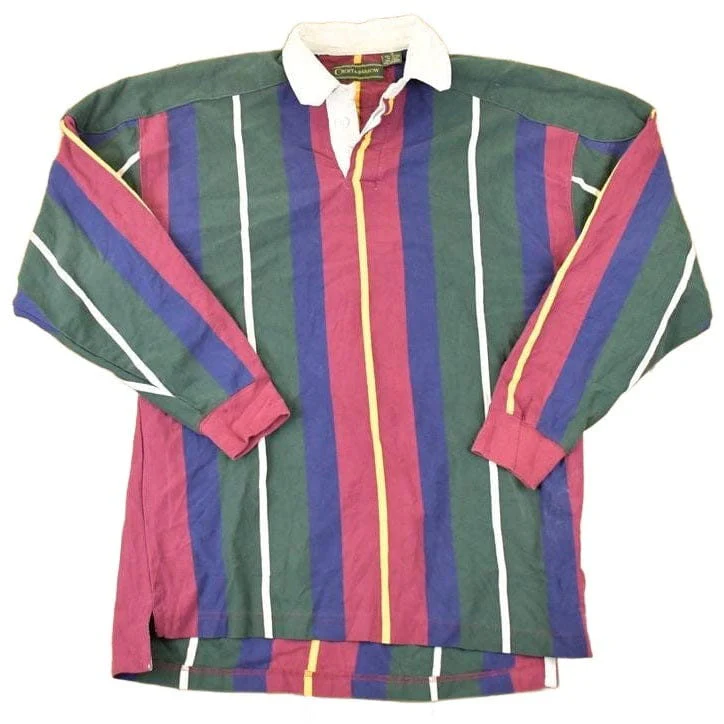 Vintage 1990s Croft And Barrow Striped Rugby Button Up Shirt Men's M