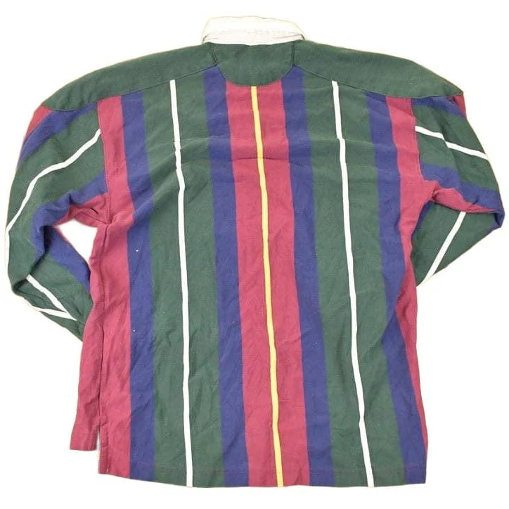 Vintage 1990s Croft And Barrow Striped Rugby Button Up Shirt Men's M - Image 2