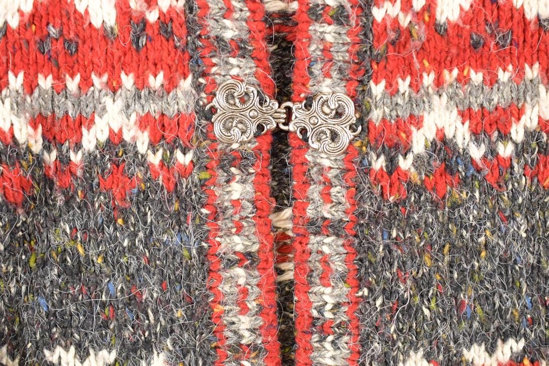Vintage 1990s Croft & Barrow Abstract Clasp Knit Cardigan Sweater Women's M - Image 3