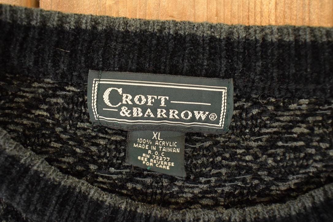 Vintage 1990s Croft & Barrow Abstract Knit Crewneck Sweater Men's L - Image 3
