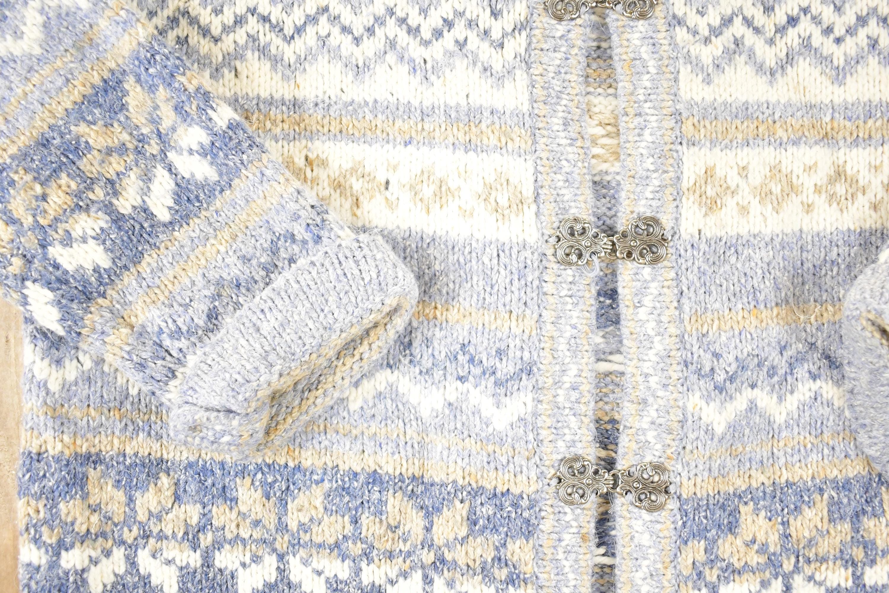 Vintage 1990s Croft & Barrow fair isle metal clasp Knit Cardigan Sweater Women's L - Image 4