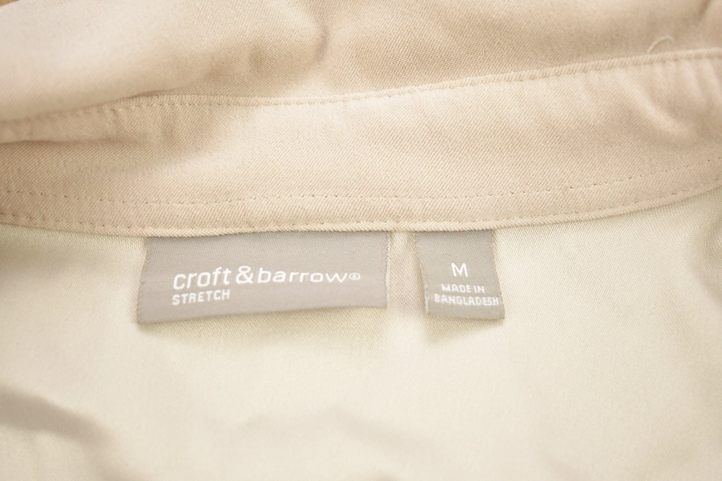 Vintage 1990s Croft & Barrow Stretch Blank Beige Button Up Shirt - Image 3