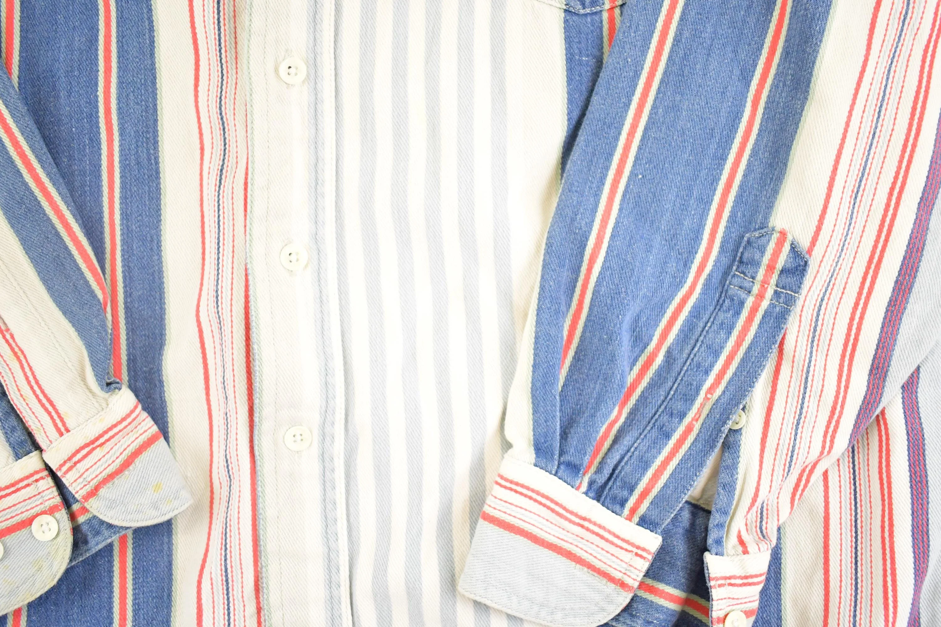 Vintage 1990s Croft & Barrow Striped Button Up Shirt Men's M - Image 3