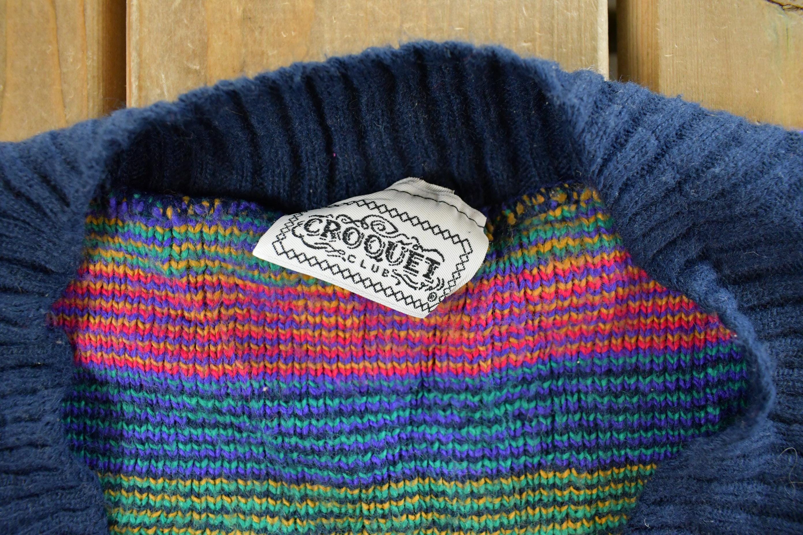 Vintage 1990s Croquet Knit V Neck Sweater Women's Medium - Image 4
