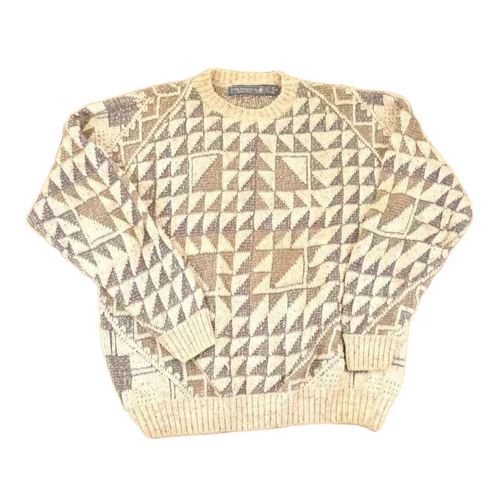 Vintage 1990s Crossings Abstract Wool Knit Crewneck Sweater Men's XL