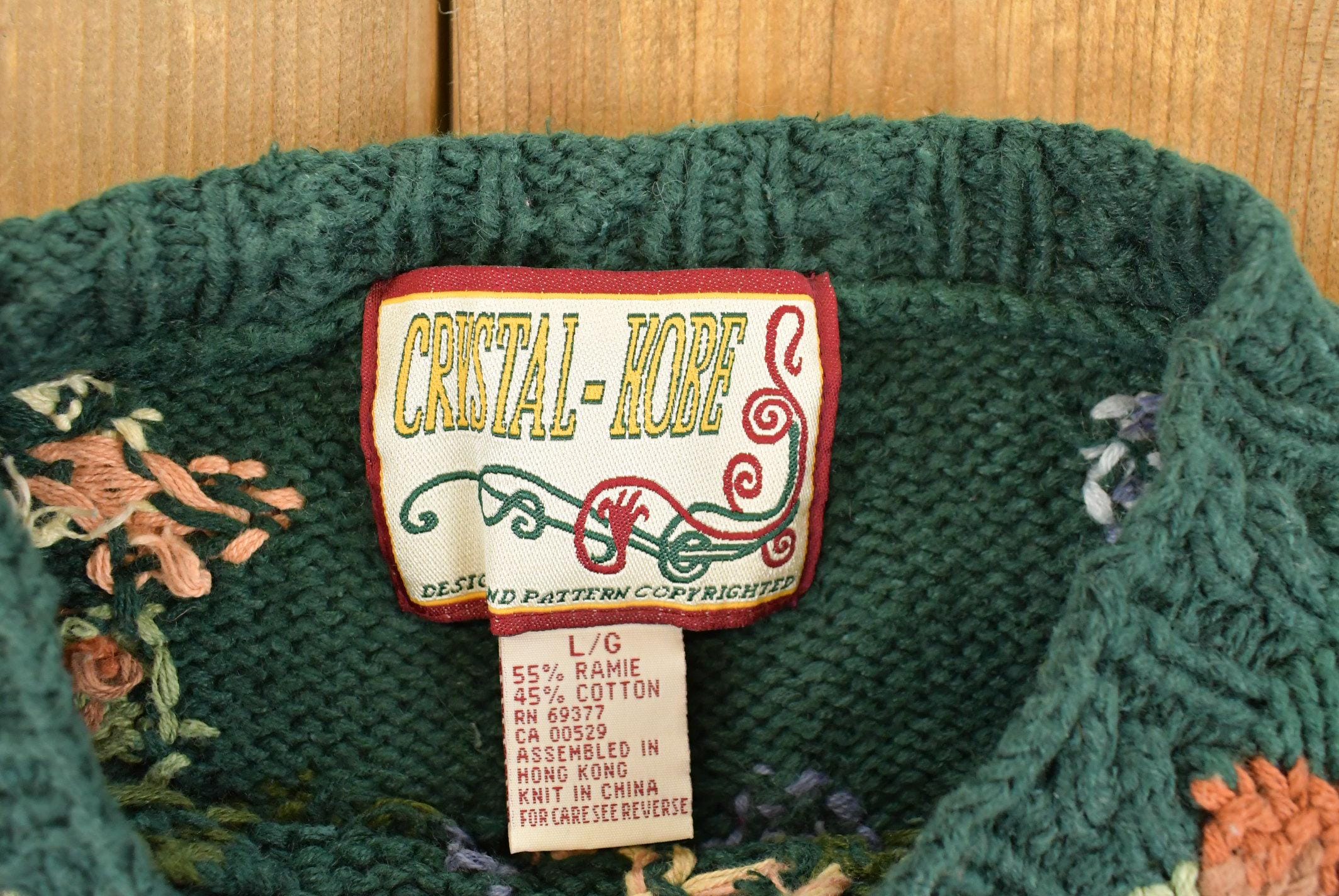 Vintage 1990s Crystal-Kobe Knit Floral Sweater Women's Large - Image 4