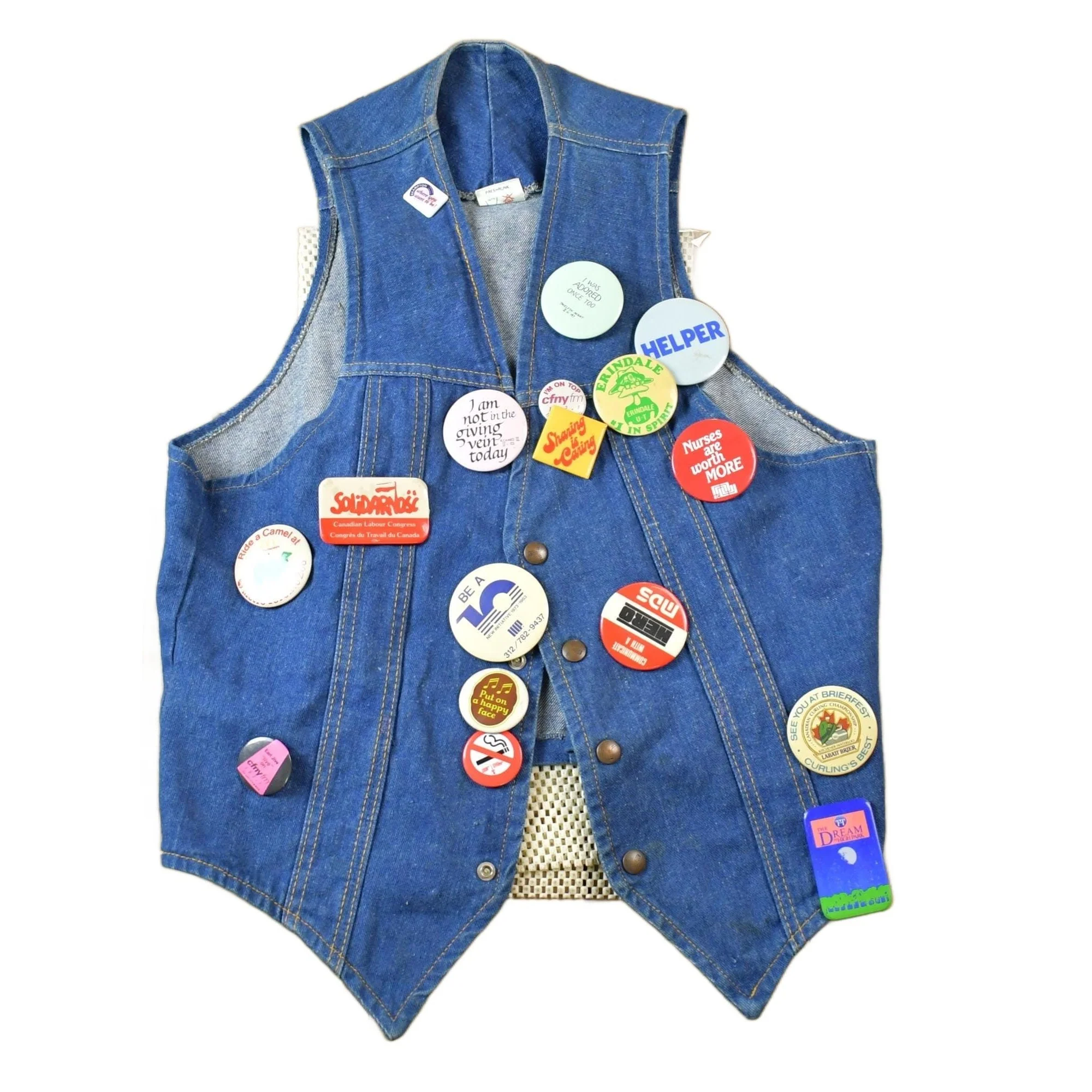 Vintage 1990s Custom Jean Jacket Button Vest Men's S