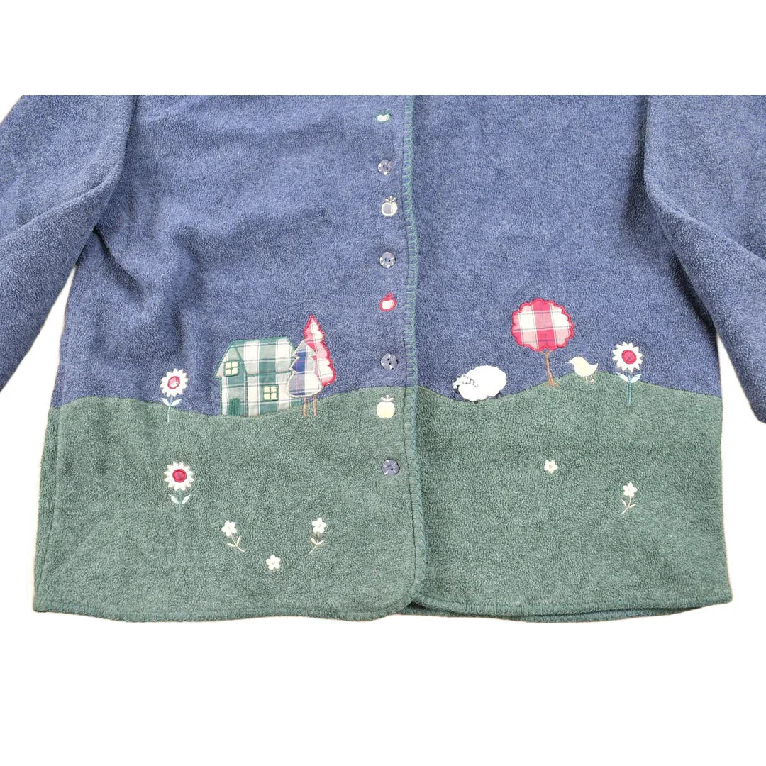 Vintage 1990s Cute Button Up Sweater Women's XL - Image 2