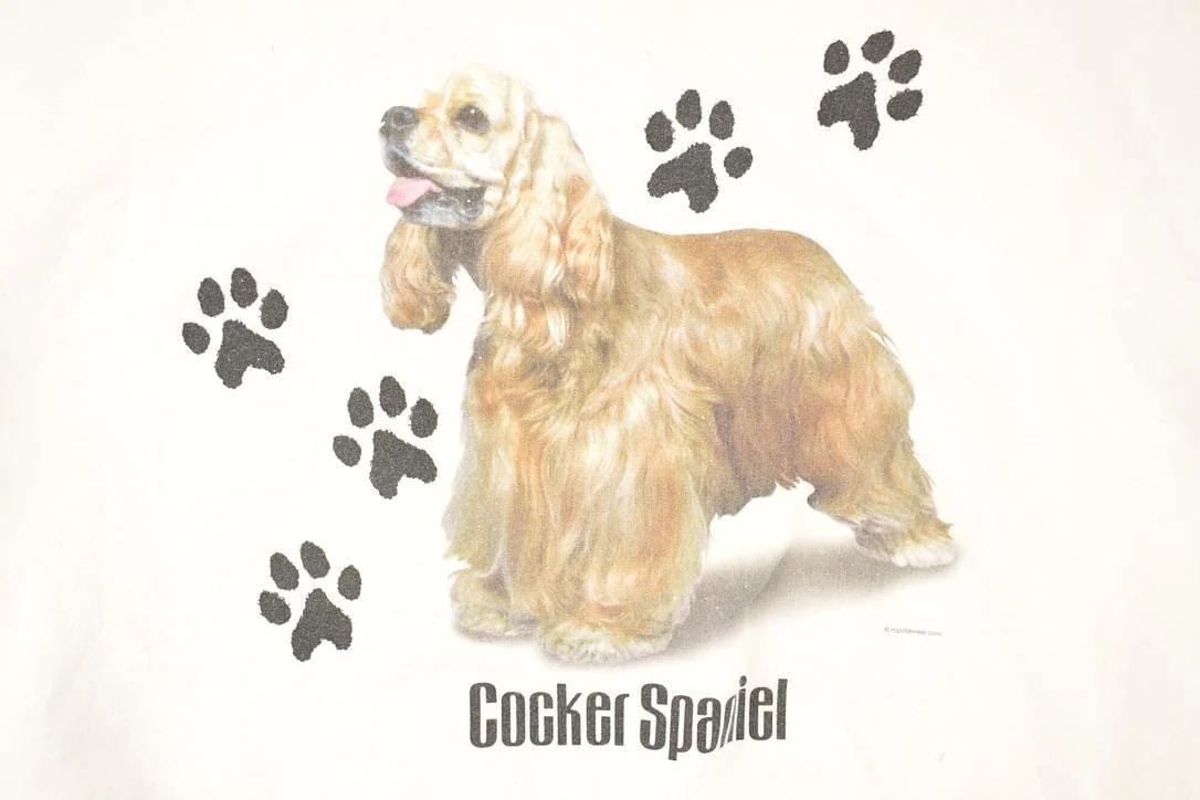 Vintage 1990s Cute Cocker Spaniel Dog Crewneck Sweatshirt Men's L - Image 4