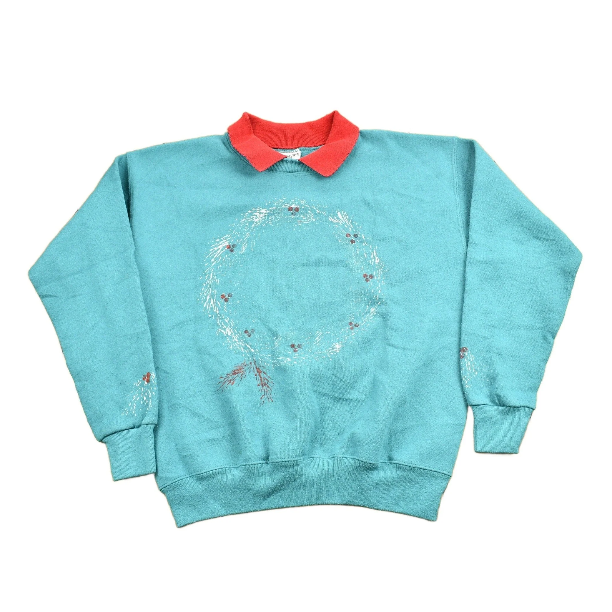 Vintage 1990s Cute Collared Crewneck Sweater Women's L