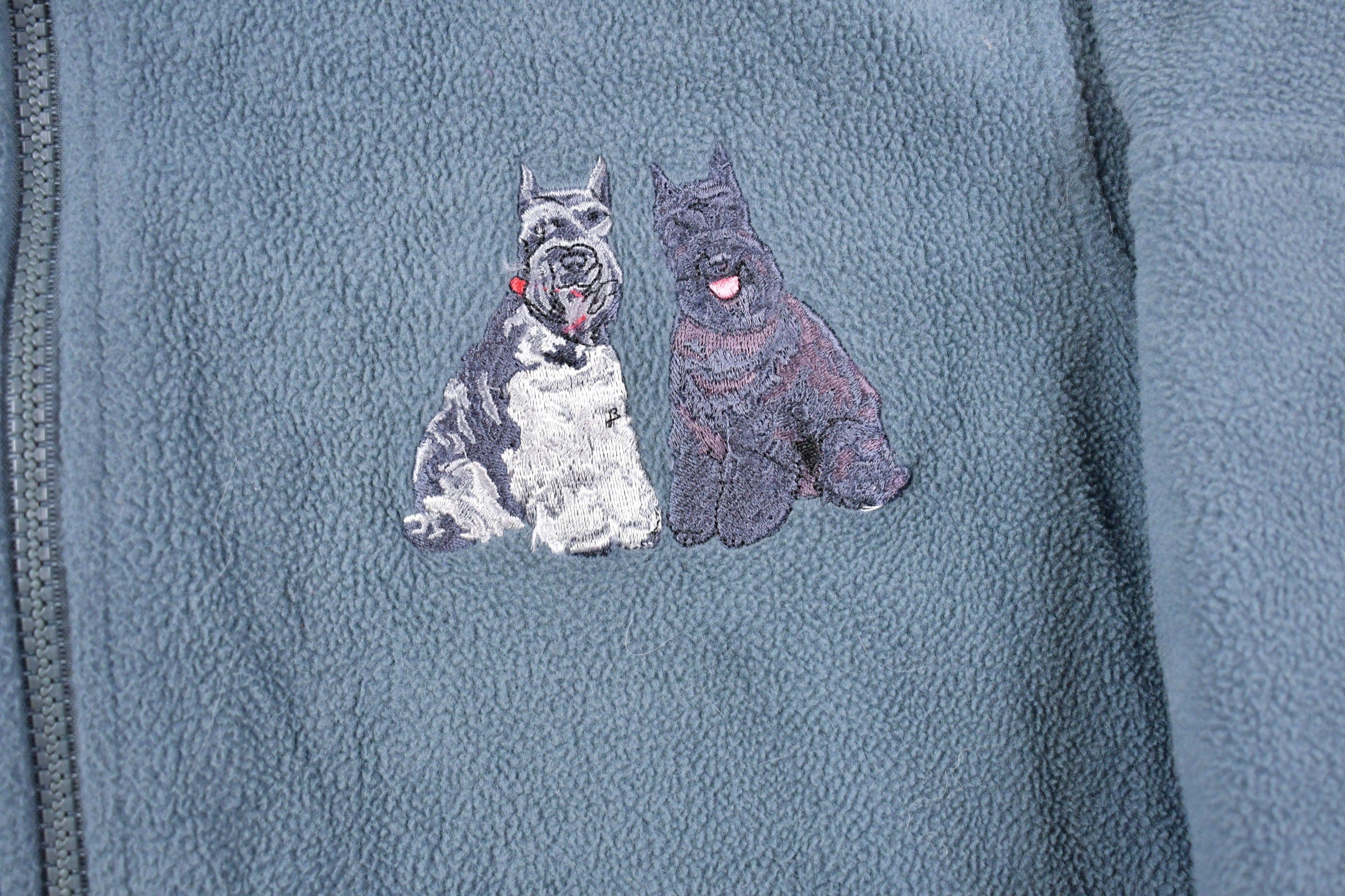 Vintage 1990s Cute Dog Zip Up Fleece Sweater Men's Large - Image 3
