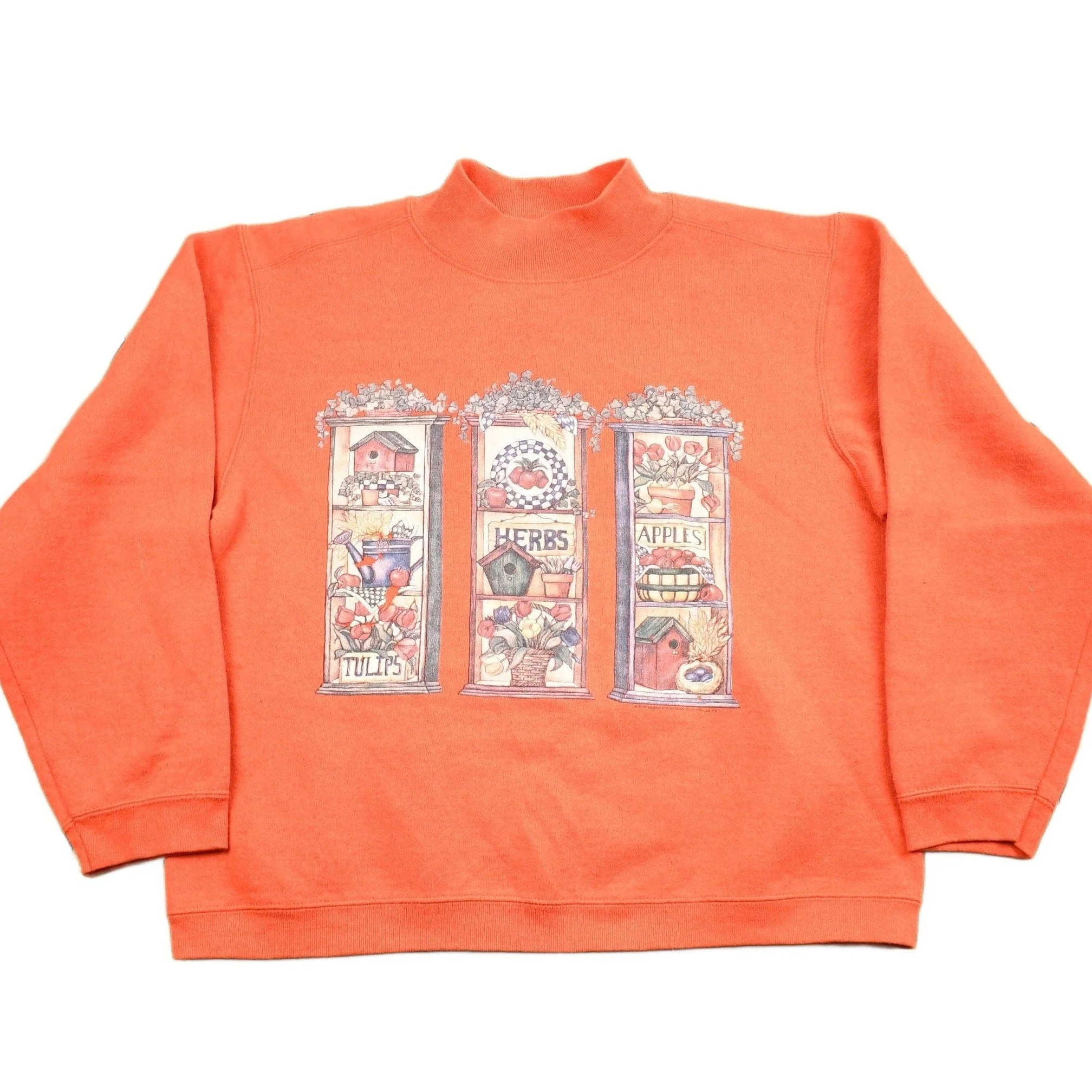 Vintage 1990s Cute Orange Mockneck Sweater Women's M