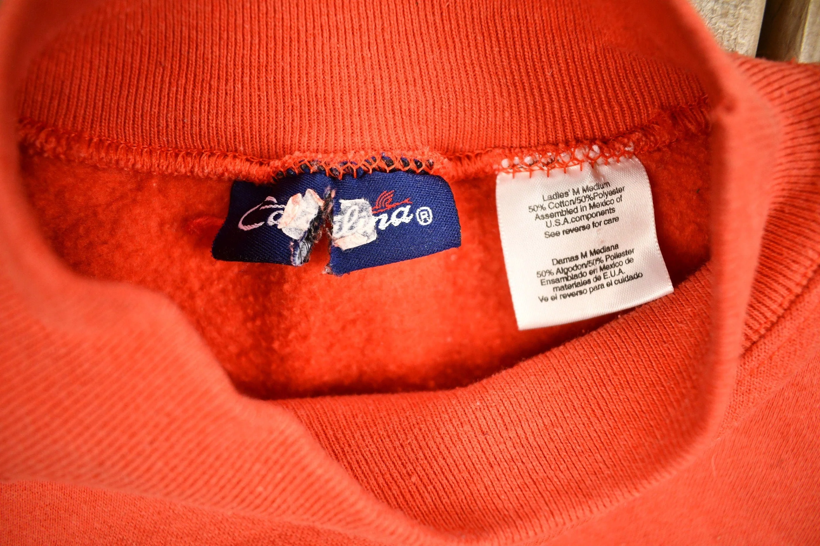 Vintage 1990s Cute Orange Mockneck Sweater Women's M - Image 4