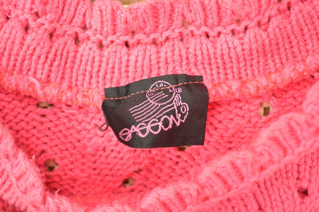 Vintage 1990s Cute Pink Knit Crewneck Sweater Women's S Cropped - Image 3