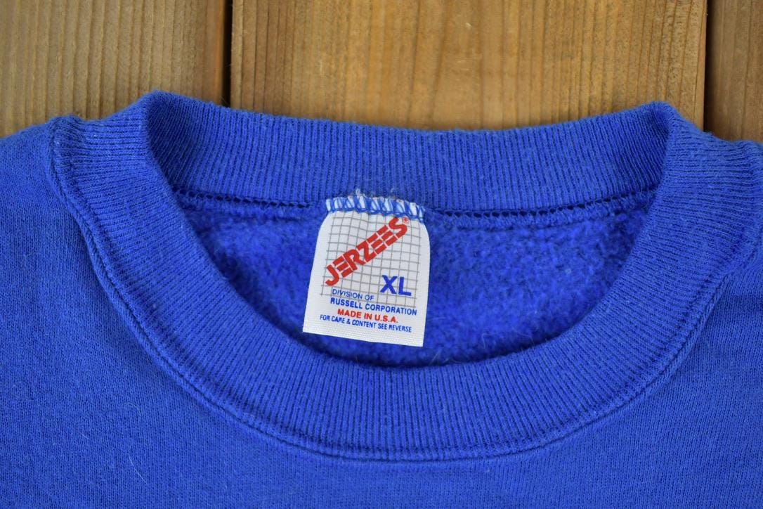 Vintage 1990s Cute Pumpkin Scarecrow Halloween Crewneck Sweater Men's Large - Image 3