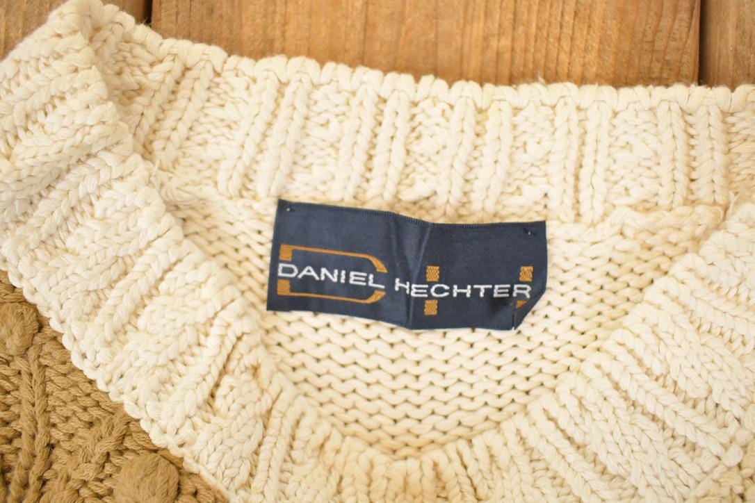 Vintage 1990s Daniel Hechter Chunky Cable Knit Crewneck Sweater Women's M - Image 4
