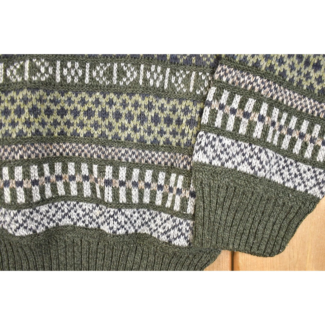 Vintage 1990s David Taylor Abstract Striped Knit Crewneck Sweater Men's L - Image 3