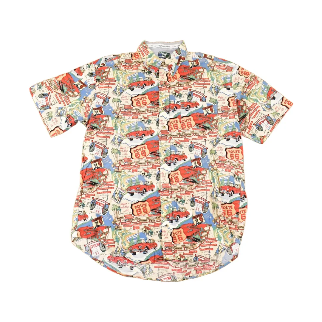Vintage 1990s DC Cowboy Equipment AOP Route 66 Button Up Shirt Men's M
