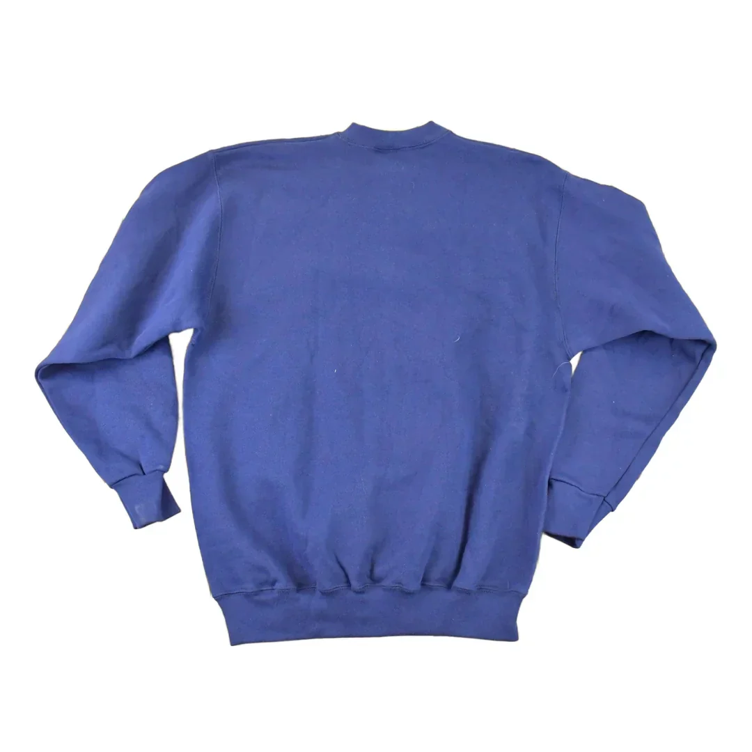 Vintage 1990s Deadstock Blank Navy Crewneck Sweatshirt Mens L - Image 2