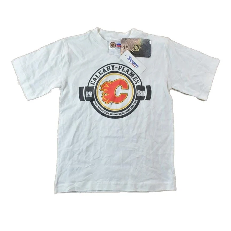 Vintage 1990s Deadstock Calgary Flames NHL Graphic T-Shirt Youth M