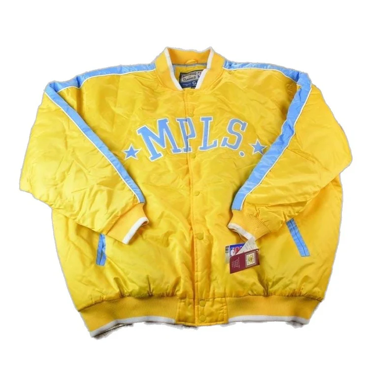 Vintage 1990s Deadstock NBA Hardwood Classics MPLS Minneapolis Lakers Satin Button Up Windbreaker Basketball Jacket Men's 3XL - Image 2
