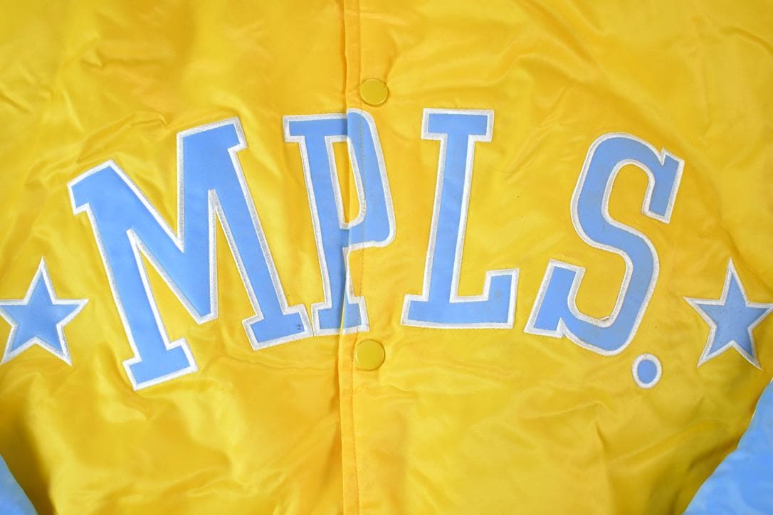 Vintage 1990s Deadstock NBA Hardwood Classics MPLS Minneapolis Lakers Satin Button Up Windbreaker Basketball Jacket Men's 3XL - Image 4