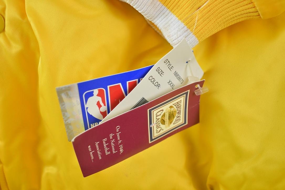 Vintage 1990s Deadstock NBA Hardwood Classics MPLS Minneapolis Lakers Satin Button Up Windbreaker Basketball Jacket Men's 3XL - Image 5