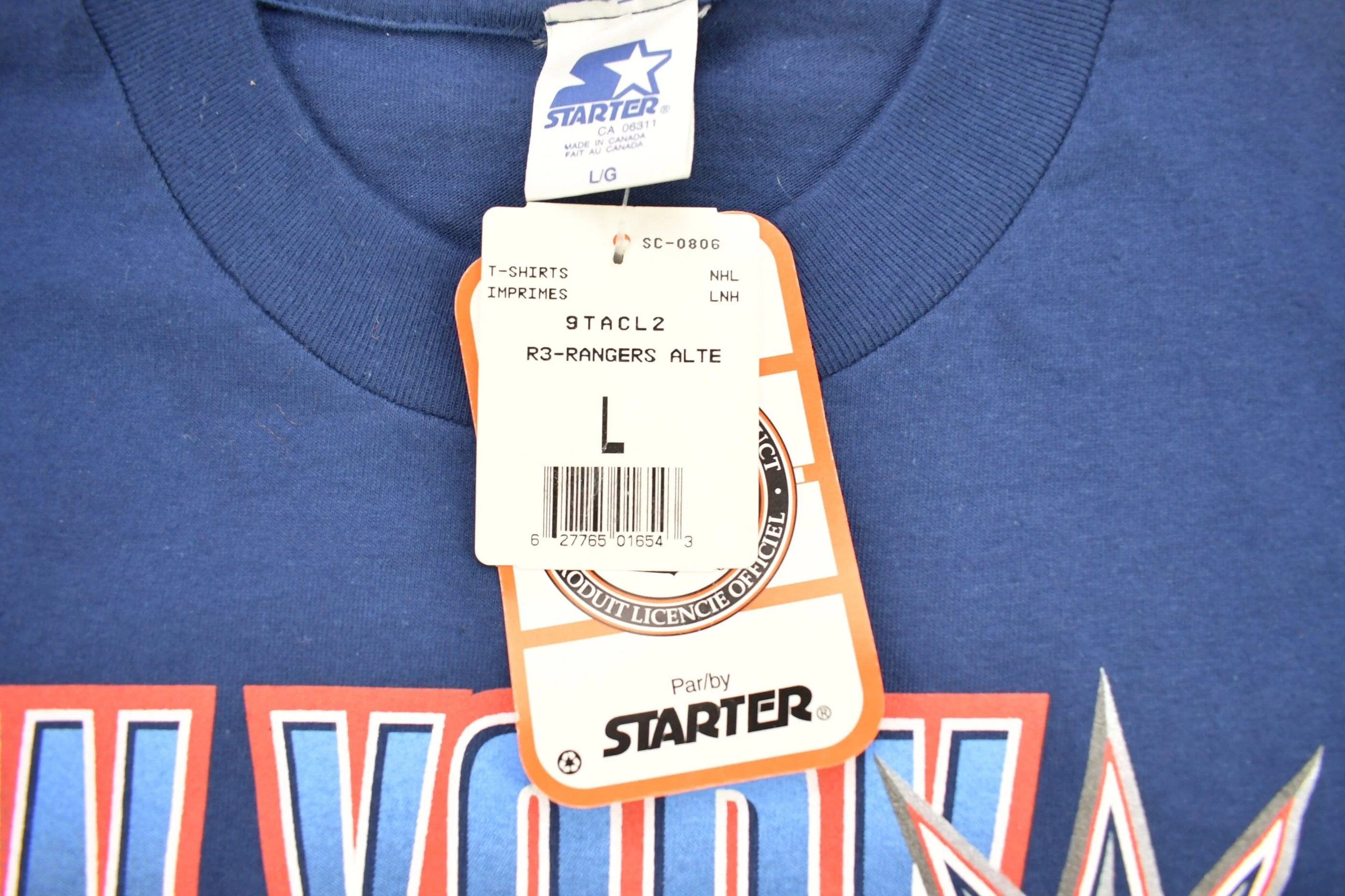 Vintage 1990s Deadstock New York Rangers NHL Starter T-Shirt Men's Large - Image 5