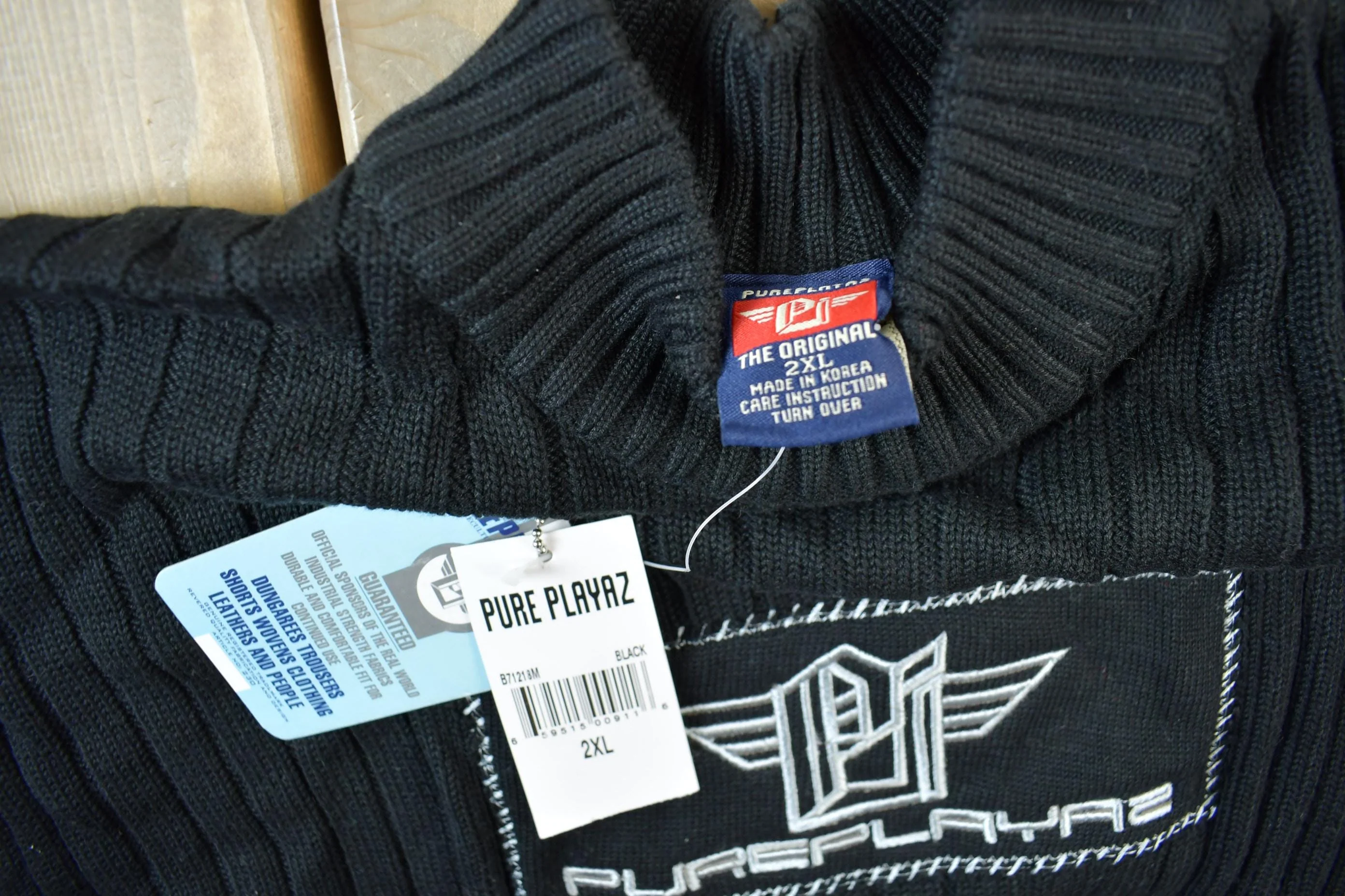 Vintage 1990s Deadstock Pure Playaz Knit Sweater Men's 2XL - Image 4