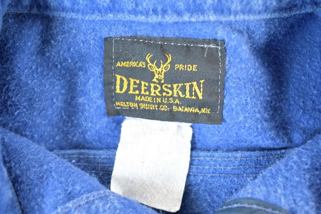 Vintage 1990s Deerskin Navy Button Up Shirt Mens M - Image 3