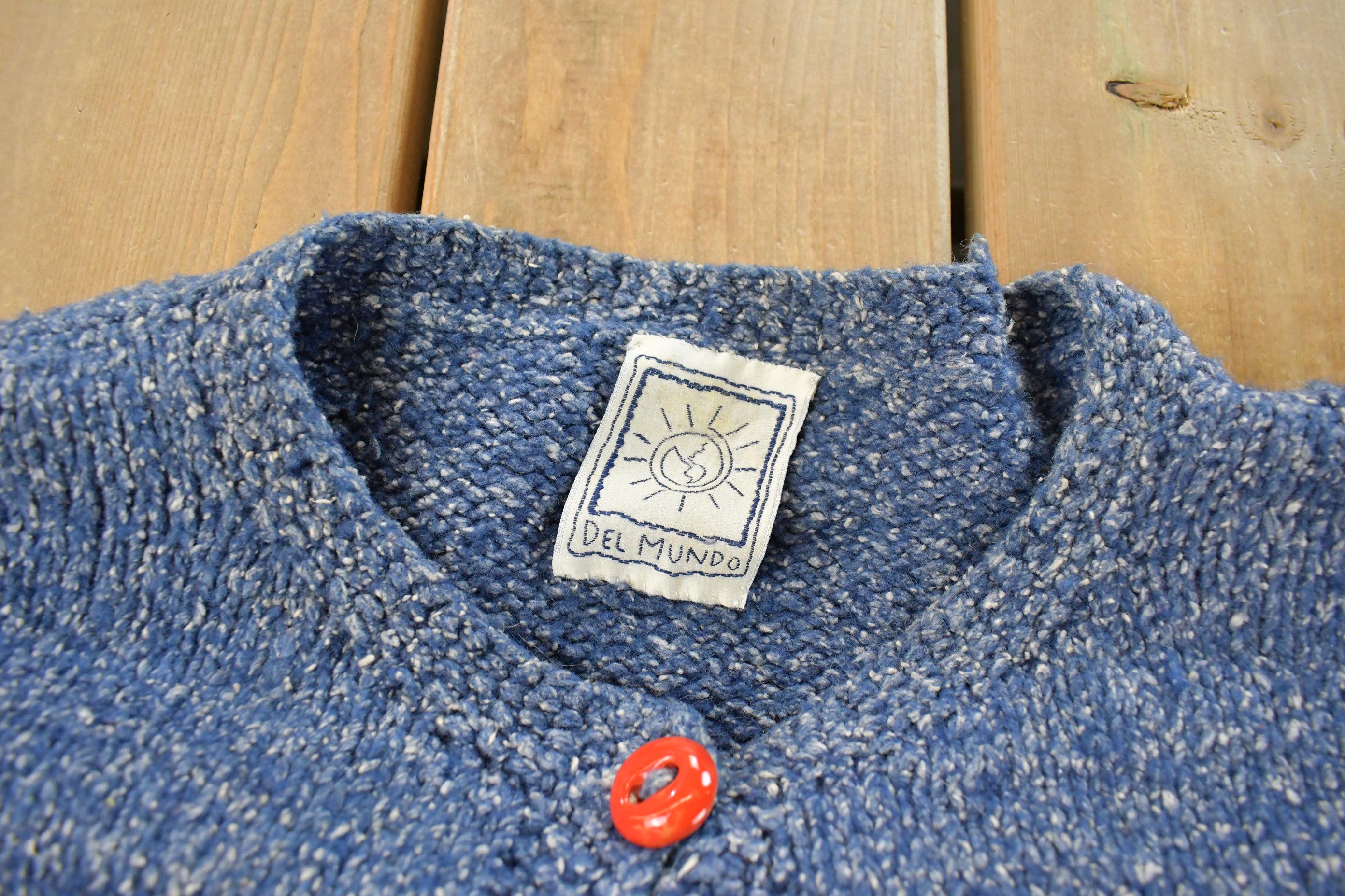 Vintage 1990s Del Mundo Wool Blend Fish Knit Cardigan Sweater Women's L - Image 6