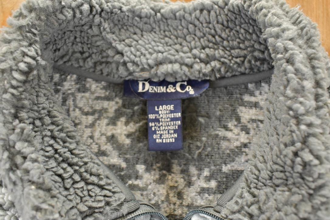 Vintage 1990s Denim And Co AOP Floral Quarter Zip Fleece Outdoorsman Sweater Women's L - Image 4